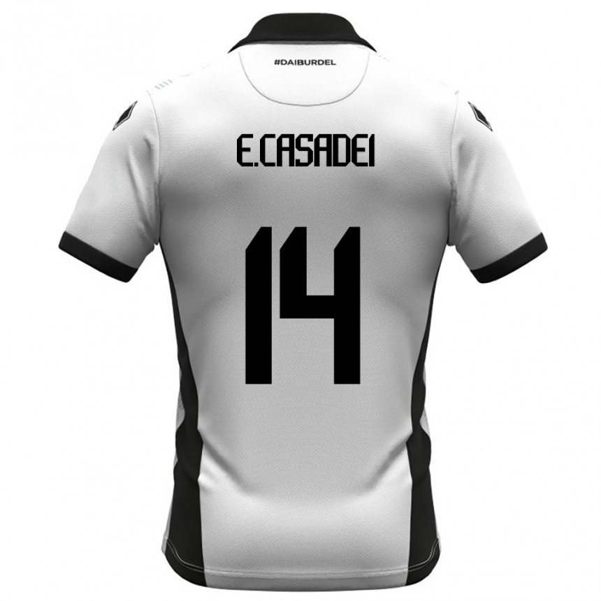 גברים כדורגל Enea Casadei #14 לבן שחור כתום ג'רזי ביתית 2025/26