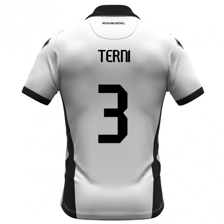 גברים כדורגל Filippo Terni #3 לבן שחור כתום ג'רזי ביתית 2025/26