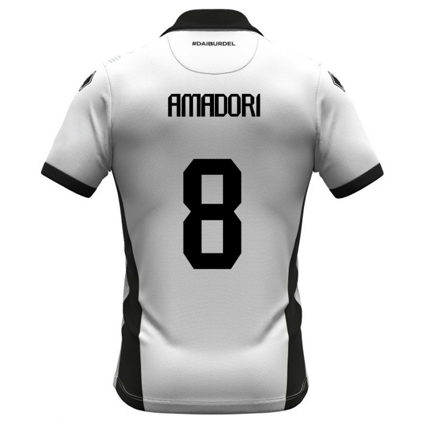 גברים כדורגל Emilio Amadori #8 לבן שחור כתום ג'רזי ביתית 2025/26