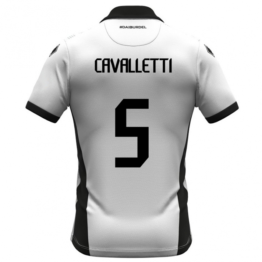 גברים כדורגל Pietro Cavalletti #5 לבן שחור כתום ג'רזי ביתית 2025/26