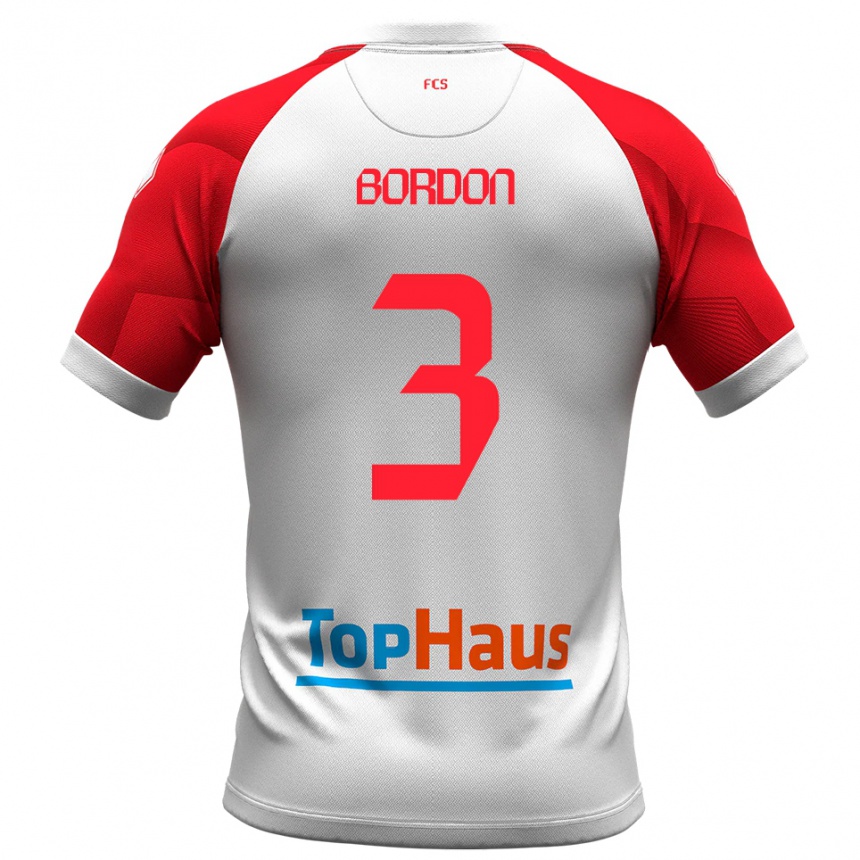 גברים כדורגל פיליפה בורדון #3 לבן אדום ג'רזי ביתית 2025/26
