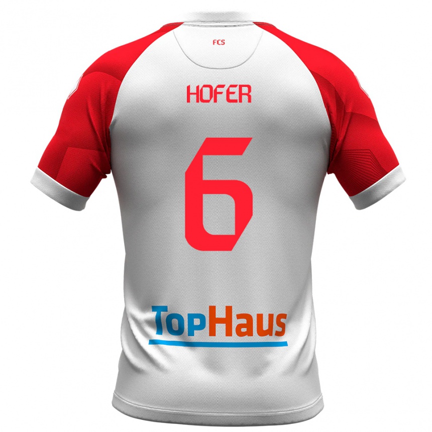 גברים כדורגל Patrik Hofer #6 לבן אדום ג'רזי ביתית 2025/26