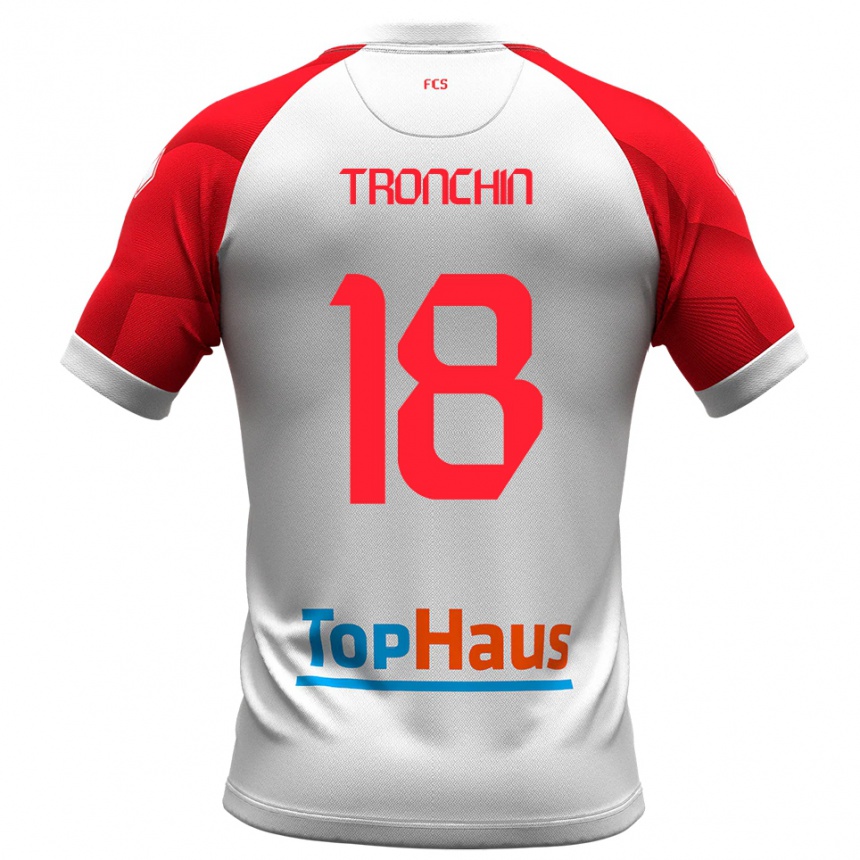 גברים כדורגל סימונה טרונקין #18 לבן אדום ג'רזי ביתית 2025/26