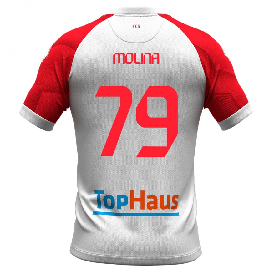 גברים כדורגל סלבטורה מולינה #79 לבן אדום ג'רזי ביתית 2025/26