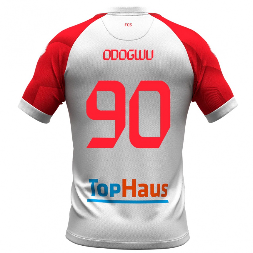 גברים כדורגל רפאל אודוגוו #90 לבן אדום ג'רזי ביתית 2025/26