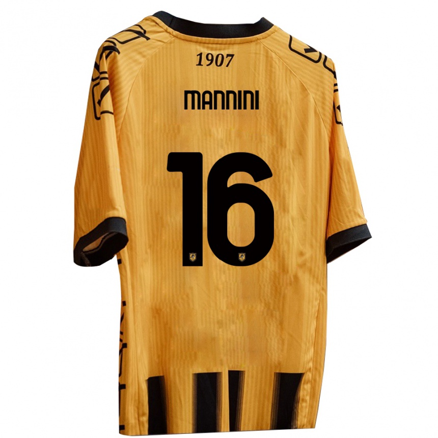 גברים כדורגל מתיה מאניני #16 צהוב שחור ג'רזי ביתית 2025/26