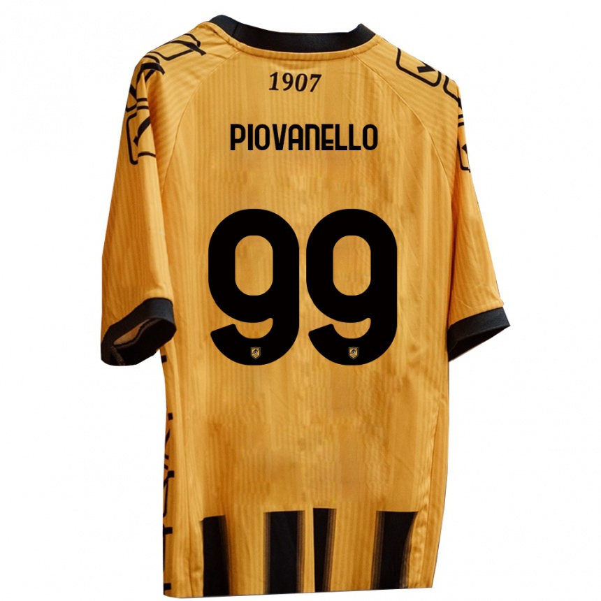 גברים כדורגל Enrico Piovanello #99 צהוב שחור ג'רזי ביתית 2025/26