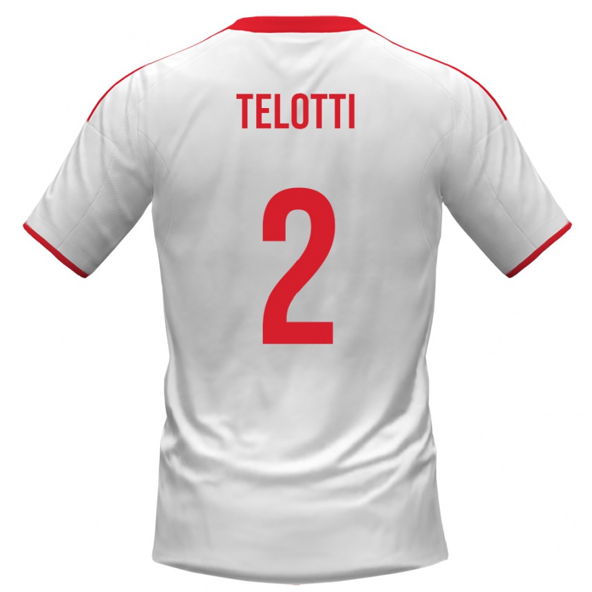 גברים כדורגל Giacomo Telotti #2 לבן אדום ג'רזי ביתית 2025/26