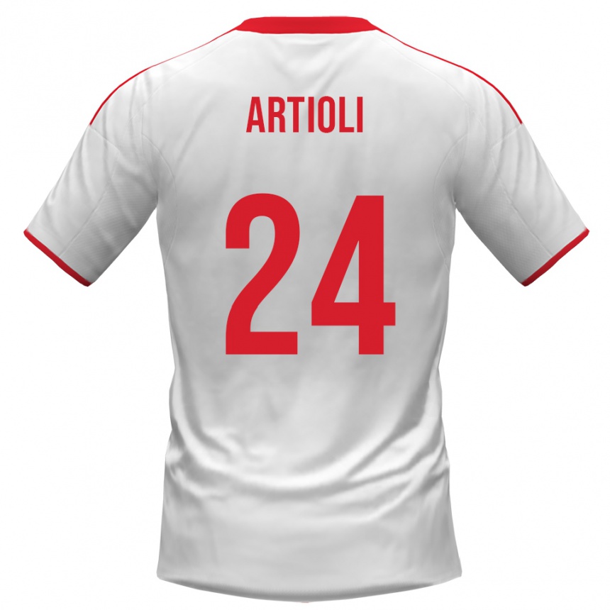 גברים כדורגל פדריקו ארטיולי #24 לבן אדום ג'רזי ביתית 2025/26