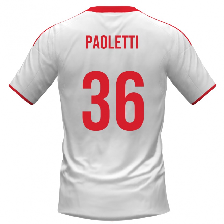 גברים כדורגל פלאביו פאולטי #36 לבן אדום ג'רזי ביתית 2025/26