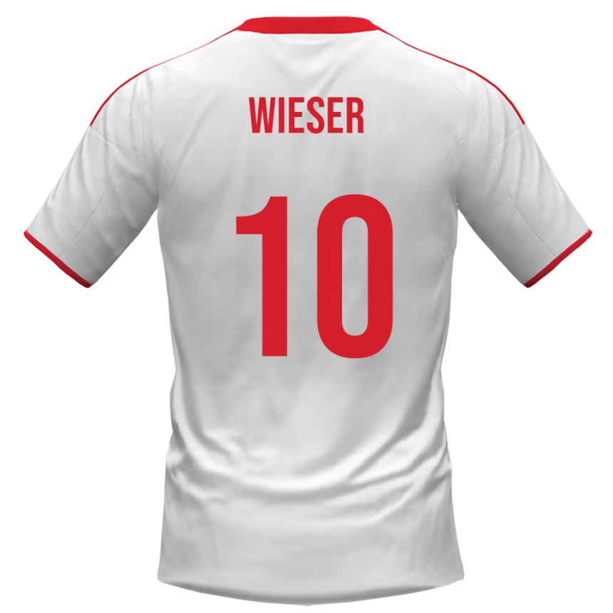 גברים כדורגל דוד ויזר #10 לבן אדום ג'רזי ביתית 2025/26