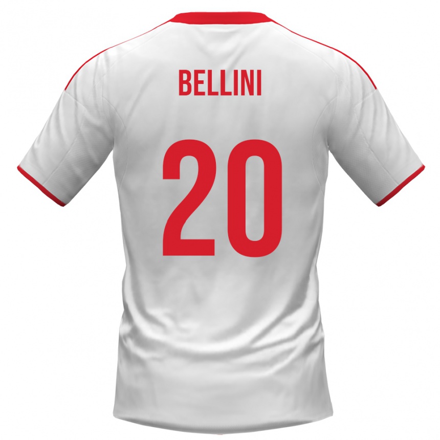 גברים כדורגל מתיה בליני #20 לבן אדום ג'רזי ביתית 2025/26