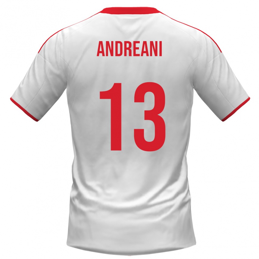 גברים כדורגל Pietro Andreani #13 לבן אדום ג'רזי ביתית 2025/26