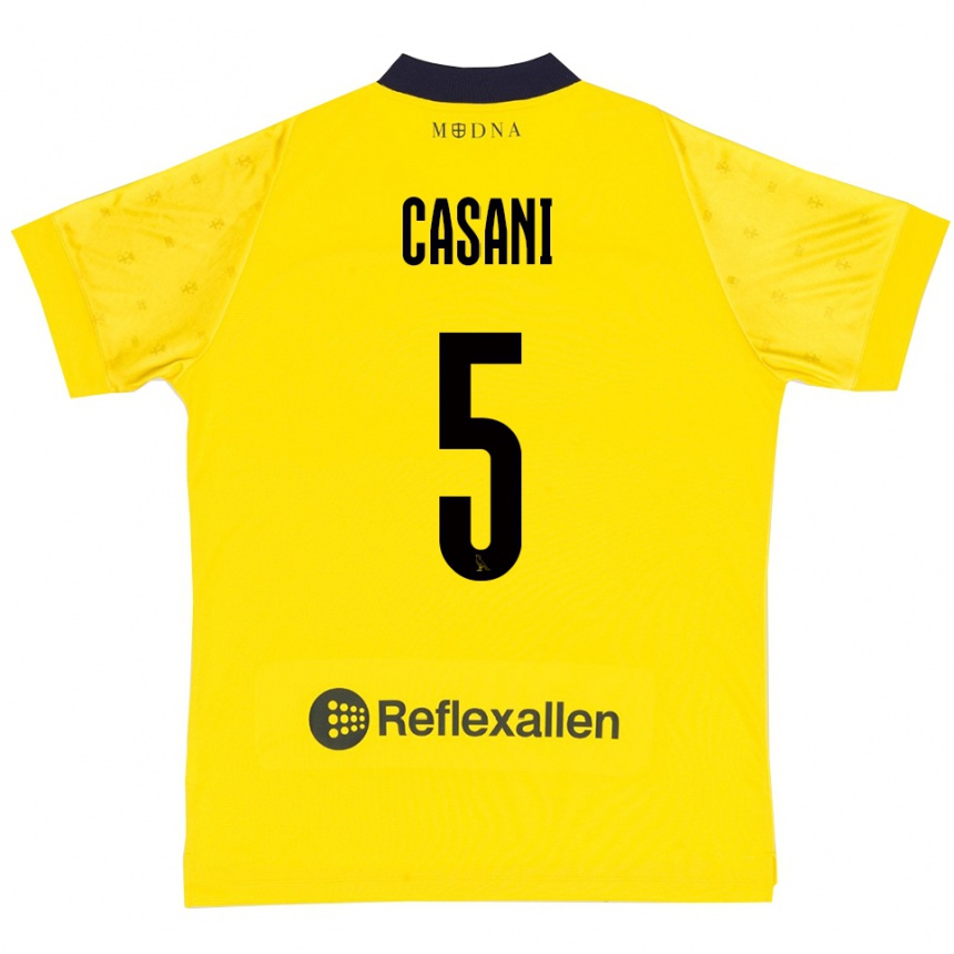 גברים כדורגל Iacopo Casani #5 צהוב כחול נייבי ג'רזי ביתית 2025/26