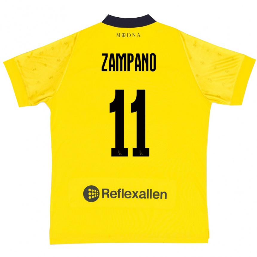 גברים כדורגל פרנצ'סקו זמפנו #11 צהוב כחול נייבי ג'רזי ביתית 2025/26
