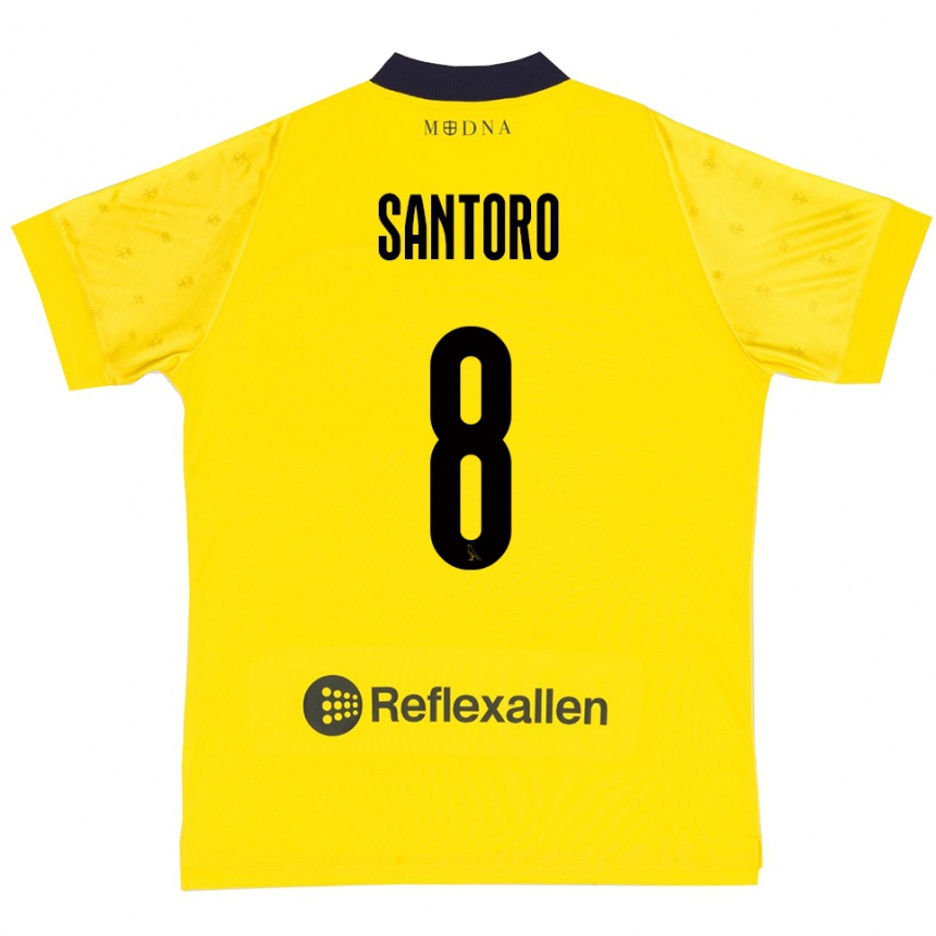 גברים כדורגל Simone Santoro #8 צהוב כחול נייבי ג'רזי ביתית 2025/26