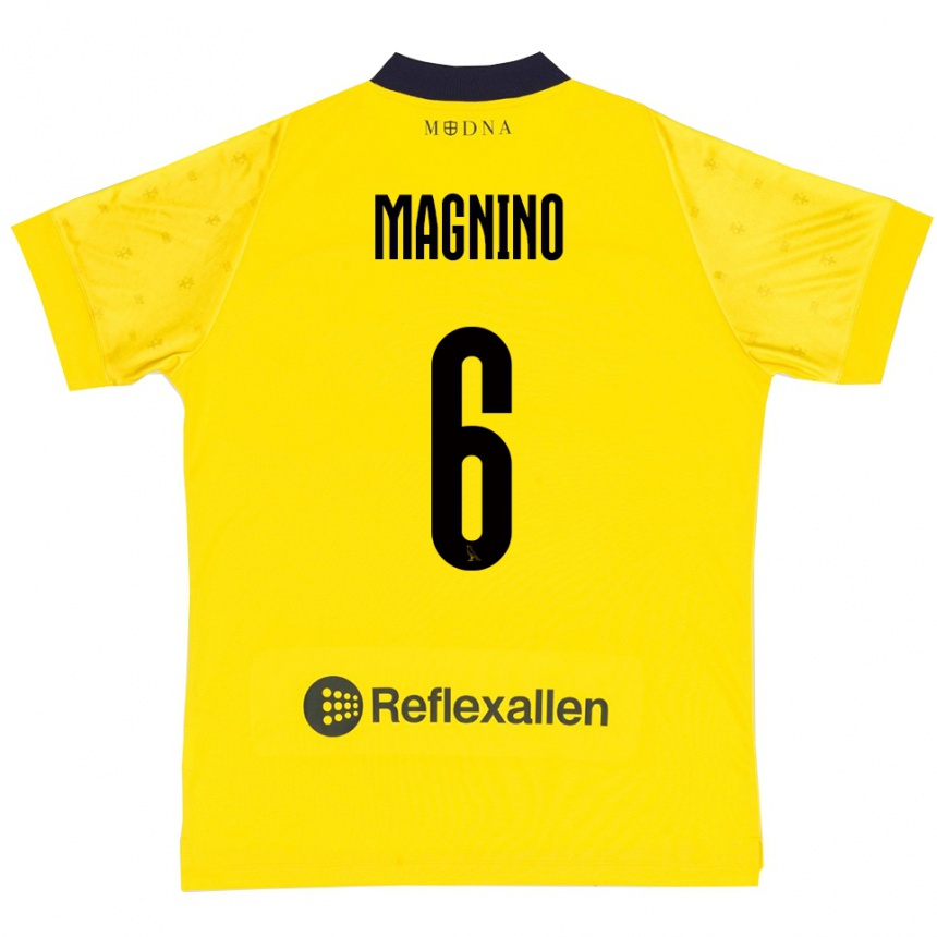 גברים כדורגל לוקה מאנינו #6 צהוב כחול נייבי ג'רזי ביתית 2025/26