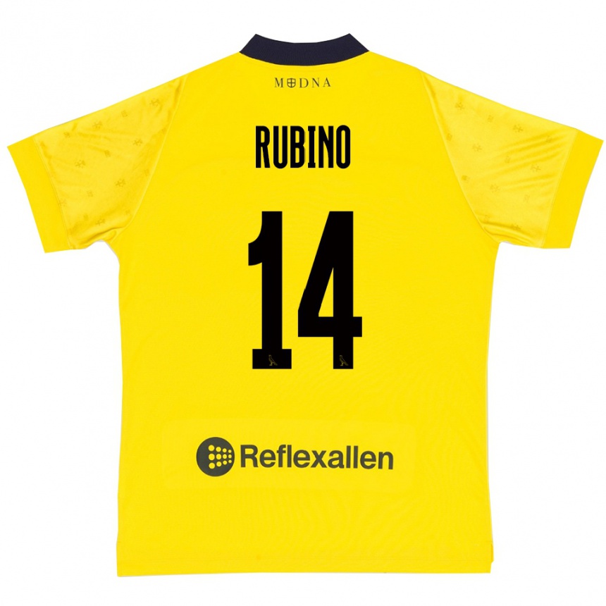 גברים כדורגל Lorenzo Rubino #14 צהוב כחול נייבי ג'רזי ביתית 2025/26