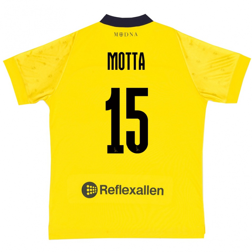 גברים כדורגל Nicolò Motta #15 צהוב כחול נייבי ג'רזי ביתית 2025/26