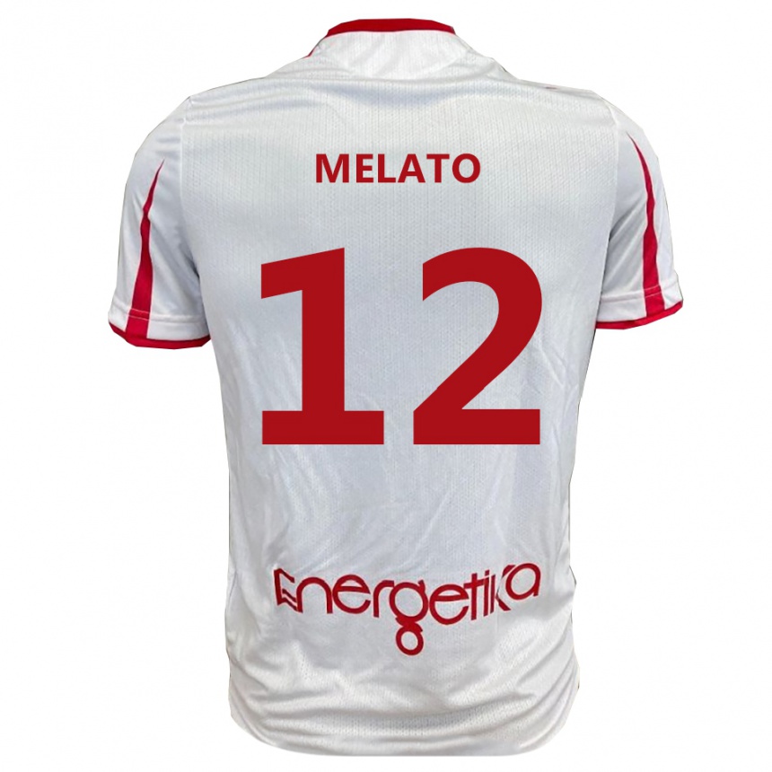 גברים כדורגל Emanuele Melato #12 לבן אדום ג'רזי ביתית 2025/26