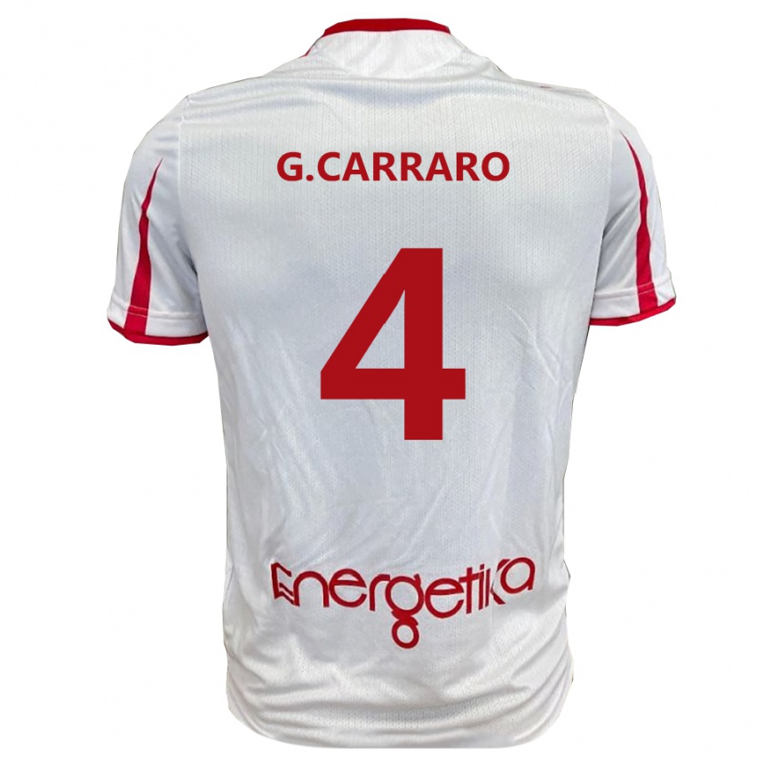 גברים כדורגל Giulio Carraro #4 לבן אדום ג'רזי ביתית 2025/26