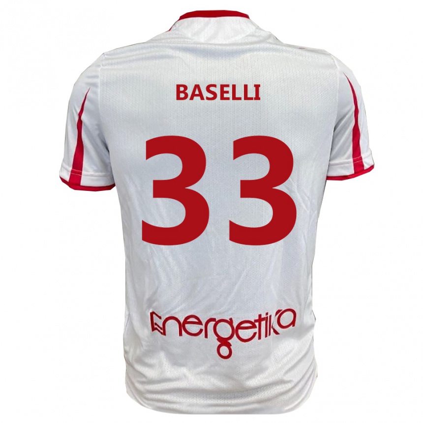 גברים כדורגל דניאלה באזלי #33 לבן אדום ג'רזי ביתית 2025/26
