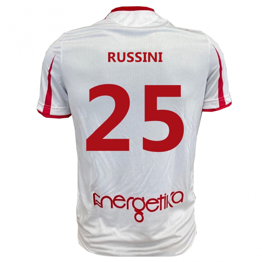 גברים כדורגל סימונה רוסיני #25 לבן אדום ג'רזי ביתית 2025/26