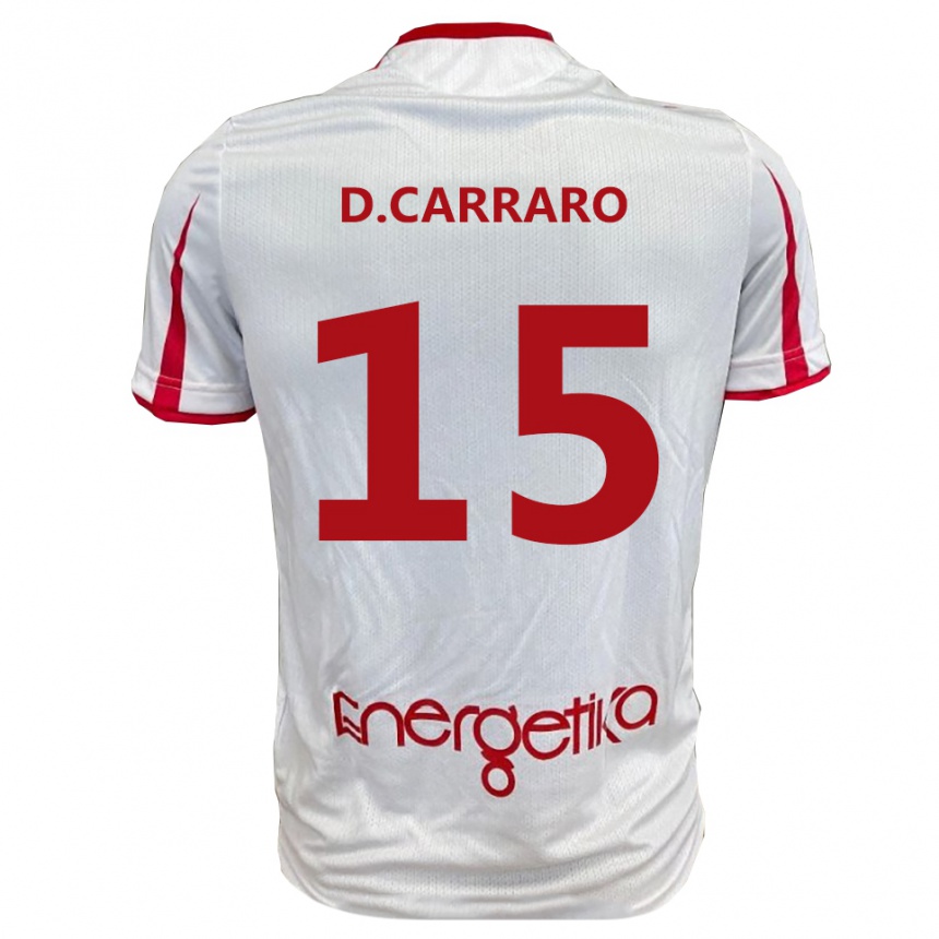 גברים כדורגל Davide Carraro #15 לבן אדום ג'רזי ביתית 2025/26