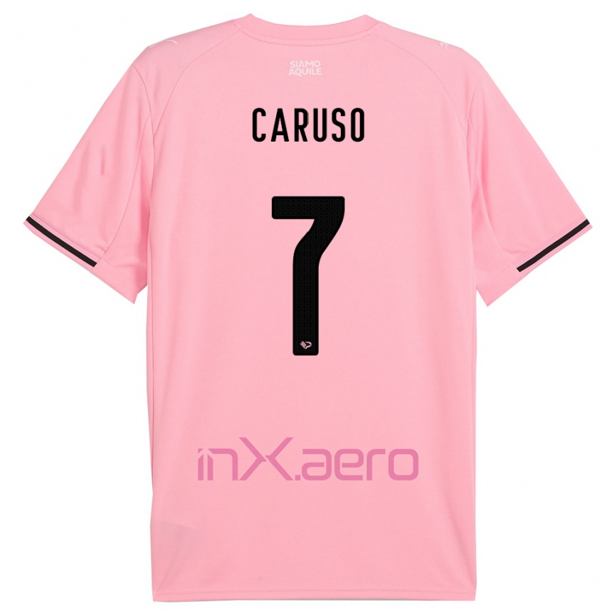 גברים כדורגל Edoardo Caruso #7 ורוד שחור ג'רזי ביתית 2025/26