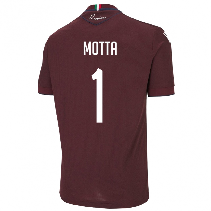 גברים כדורגל אדוארדו מוטה #1 בורגונדי לבן ג'רזי ביתית 2025/26