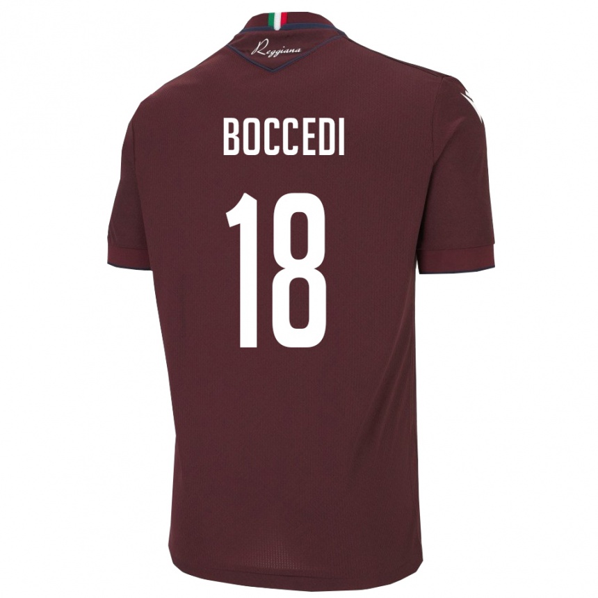 גברים כדורגל Alessandro Boccedi #18 בורגונדי לבן ג'רזי ביתית 2025/26