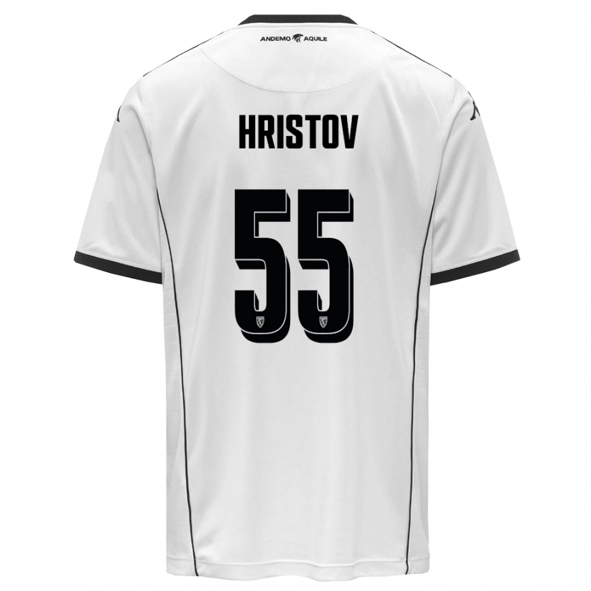 גברים כדורגל פטקו חריסטוב #55 לבן שחור ג'רזי ביתית 2025/26