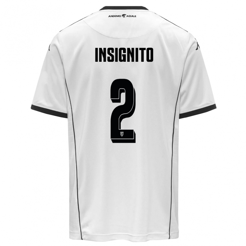 גברים כדורגל Alessio Insignito #2 לבן שחור ג'רזי ביתית 2025/26