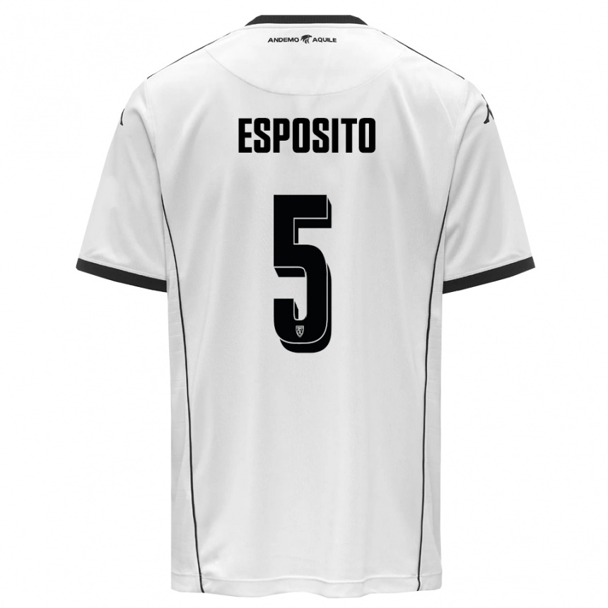 גברים כדורגל Salvatore Esposito #5 לבן שחור ג'רזי ביתית 2025/26