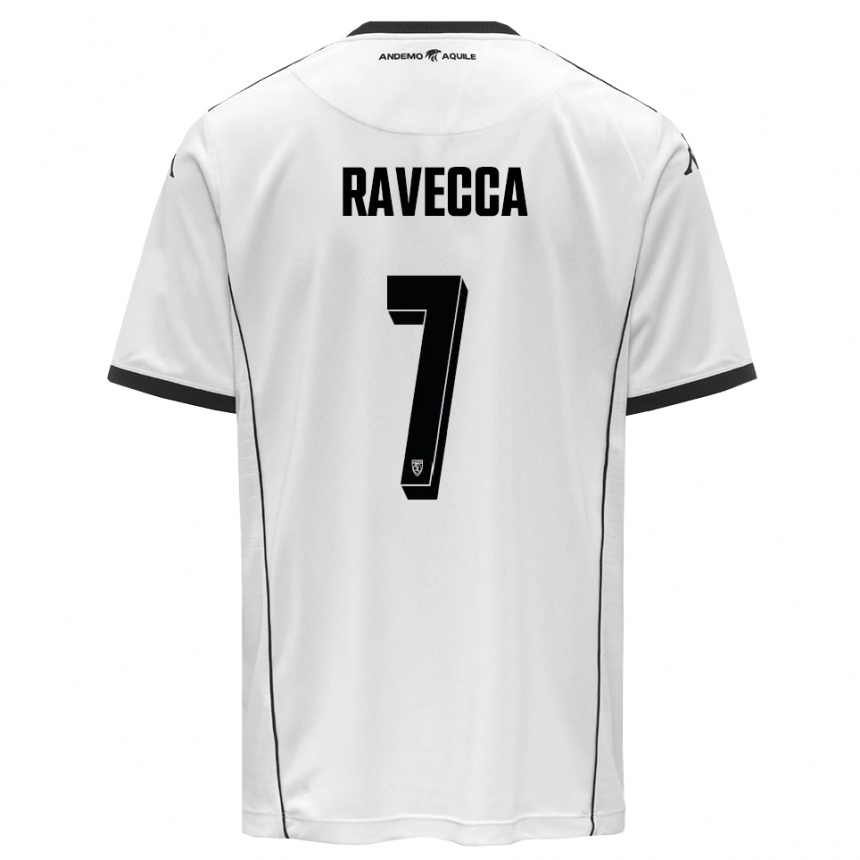 גברים כדורגל Edoardo Ravecca #7 לבן שחור ג'רזי ביתית 2025/26