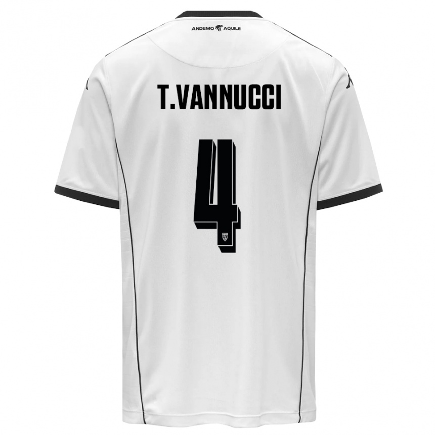 גברים כדורגל טומאסו ואנוקי #4 לבן שחור ג'רזי ביתית 2025/26