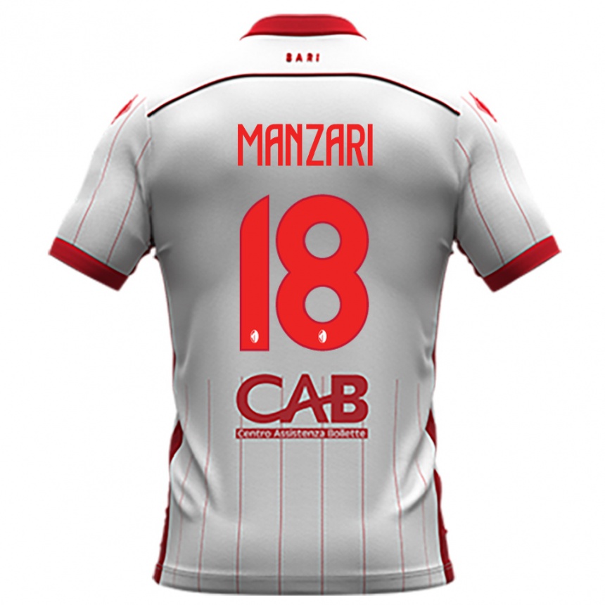 גברים כדורגל ג'אקומו מנצרי #18 לבן אדום ג'רזי ביתית 2025/26