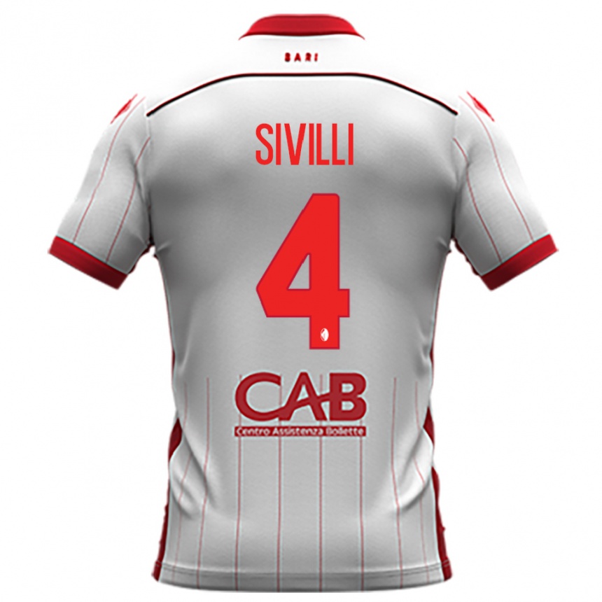 גברים כדורגל פדריקו סיווילי #4 לבן אדום ג'רזי ביתית 2025/26