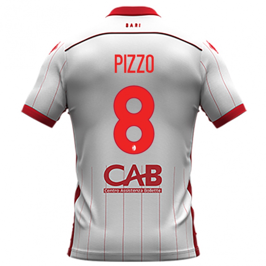 גברים כדורגל Benedetto Pizzo #8 לבן אדום ג'רזי ביתית 2025/26