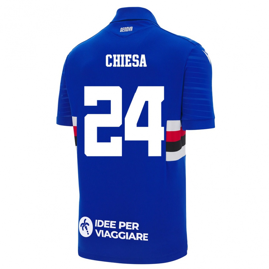 גברים כדורגל Lorenzo Chiesa #24 כחול לבן ג'רזי ביתית 2025/26