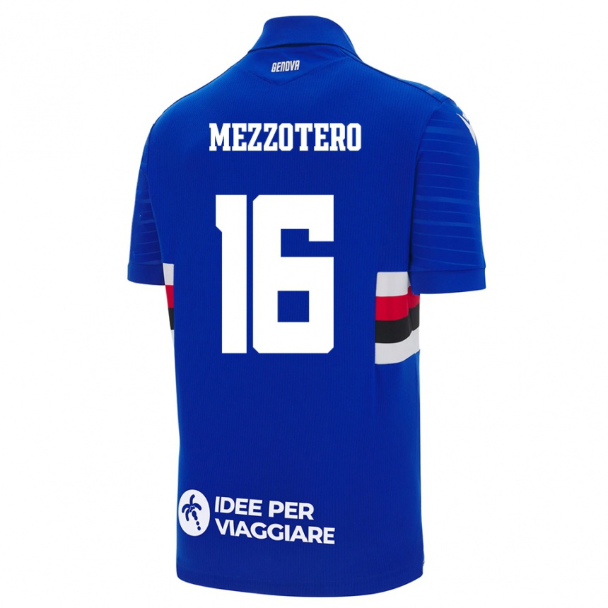 גברים כדורגל לורנזו מזוטרו #16 כחול לבן ג'רזי ביתית 2025/26