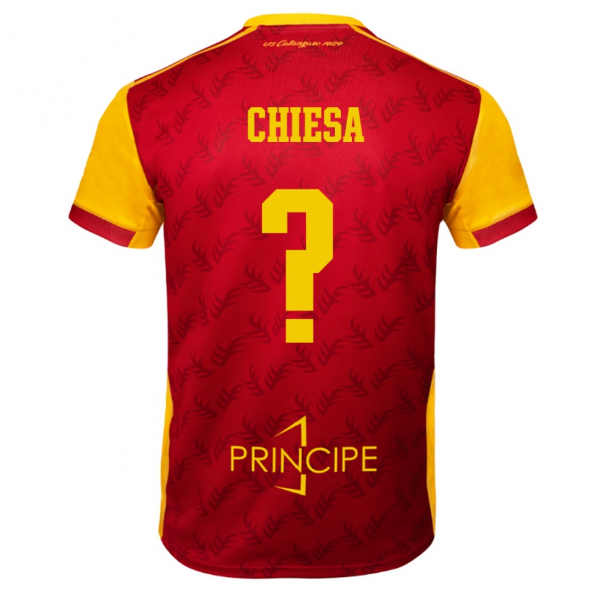 גברים כדורגל Riccardo Chiesa #0 צהוב אדום ג'רזי ביתית 2025/26