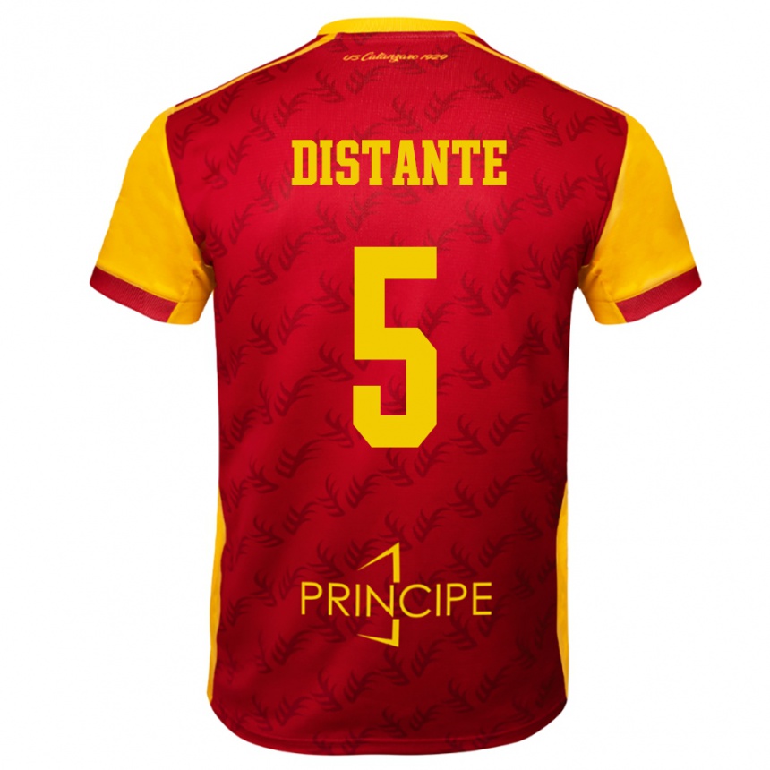 גברים כדורגל Marco Distante #5 צהוב אדום ג'רזי ביתית 2025/26