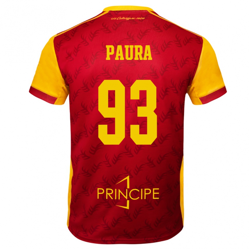 גברים כדורגל Mario Paura #93 צהוב אדום ג'רזי ביתית 2025/26