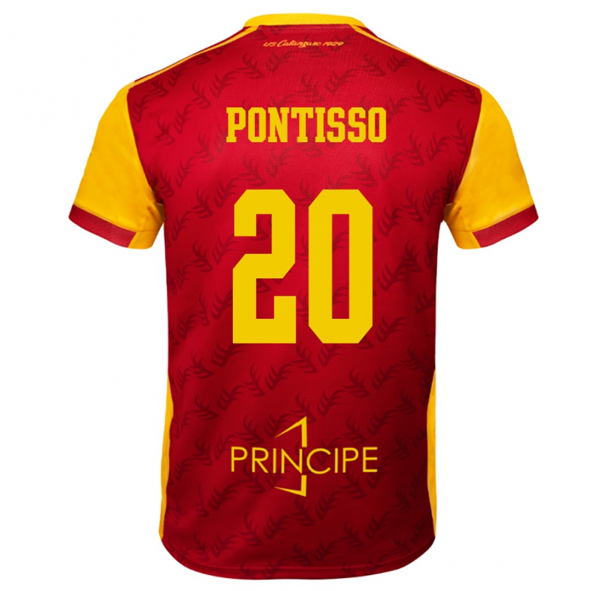 גברים כדורגל סימונה פונטיסו #20 צהוב אדום ג'רזי ביתית 2025/26