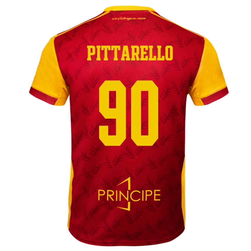 גברים כדורגל Filippo Pittarello #90 צהוב אדום ג'רזי ביתית 2025/26