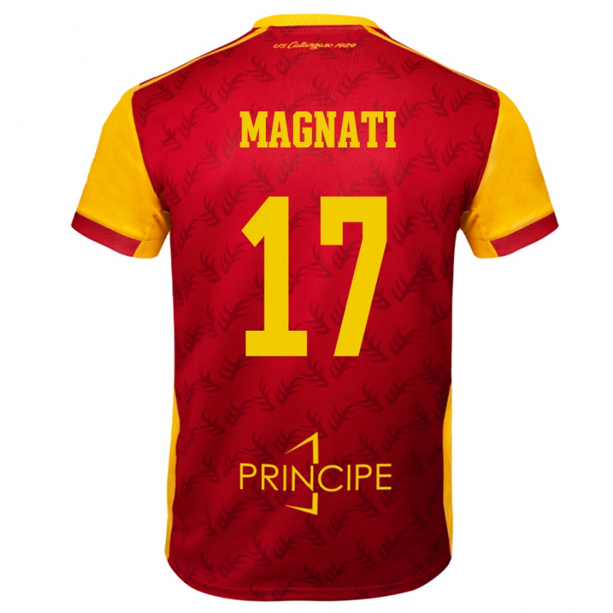 גברים כדורגל פרנצ׳סקו מגנתי #17 צהוב אדום ג'רזי ביתית 2025/26
