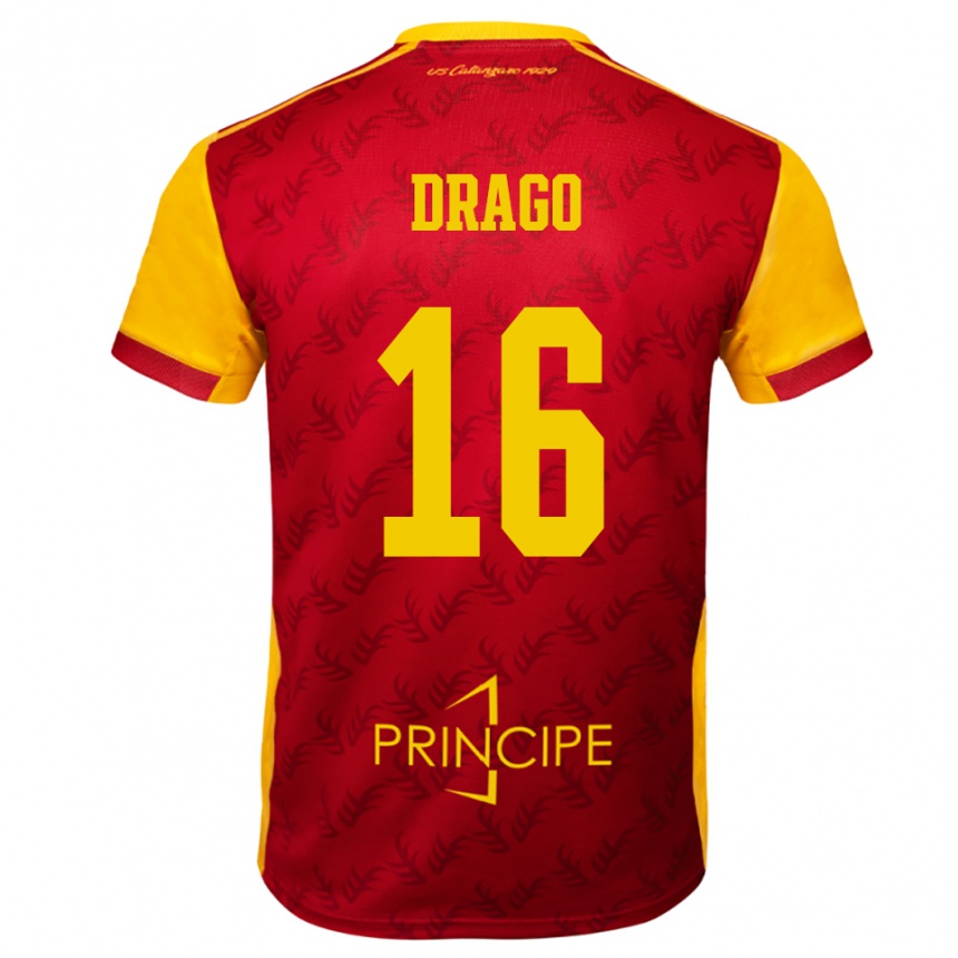 גברים כדורגל Salvatore Drago #16 צהוב אדום ג'רזי ביתית 2025/26