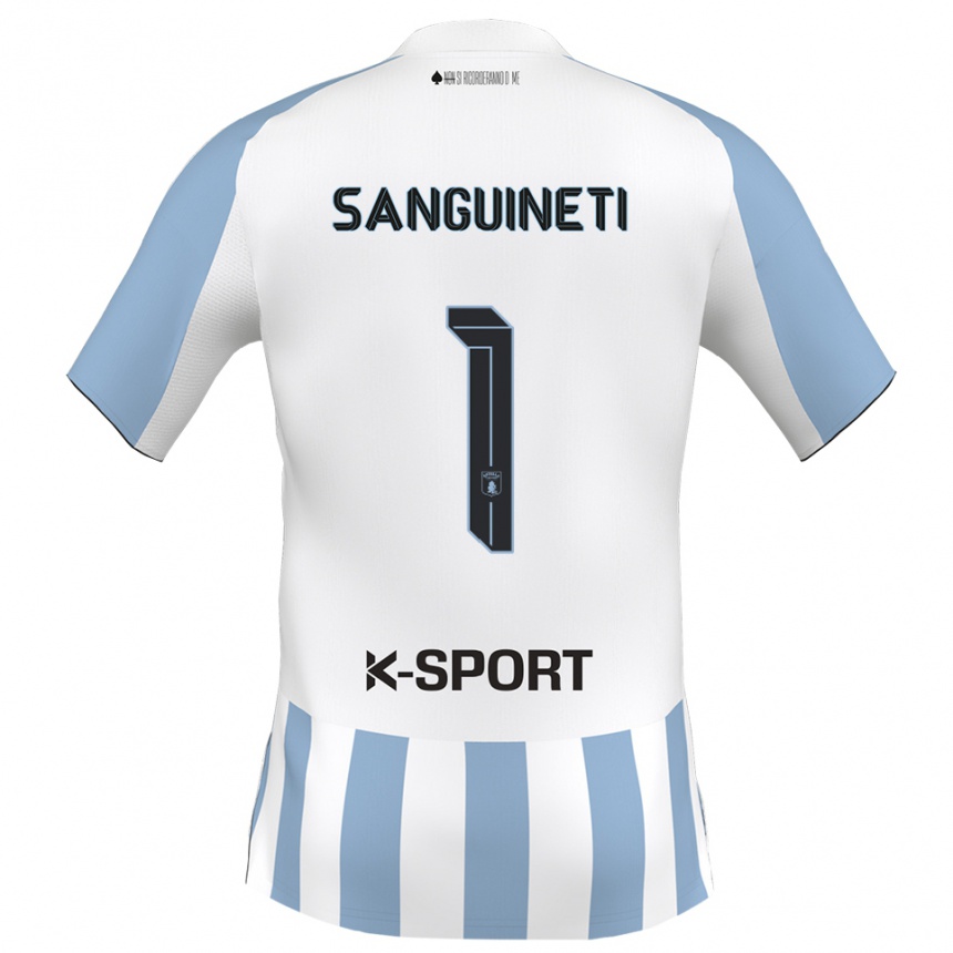 גברים כדורגל מיקלה סנגינטי #1 לבן כחול שמיים ג'רזי ביתית 2025/26