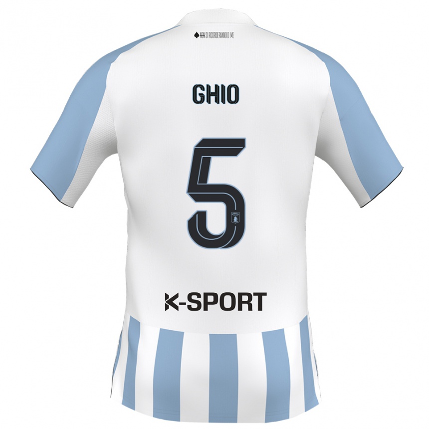 גברים כדורגל אומברטו גיו #5 לבן כחול שמיים ג'רזי ביתית 2025/26